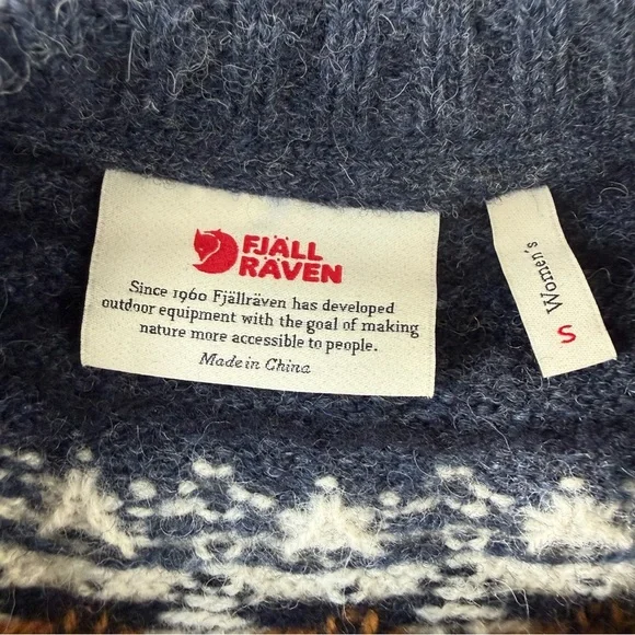 Fjallraven Ovik Knit Wool Sweater Womens Small Navy Crewneck - Picture 5 of 8